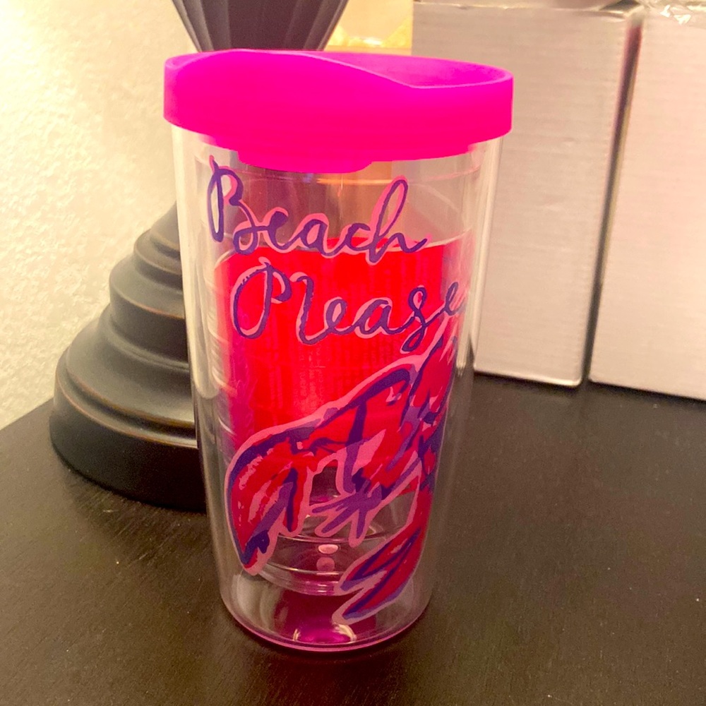 NWT Lilly Pulitzer plastic travel tumbler beach please lobster